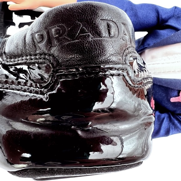 Prada | Black Patent Leather Ballet Flats w/ Logo Soles | Size 37 - Picture 3 of 10